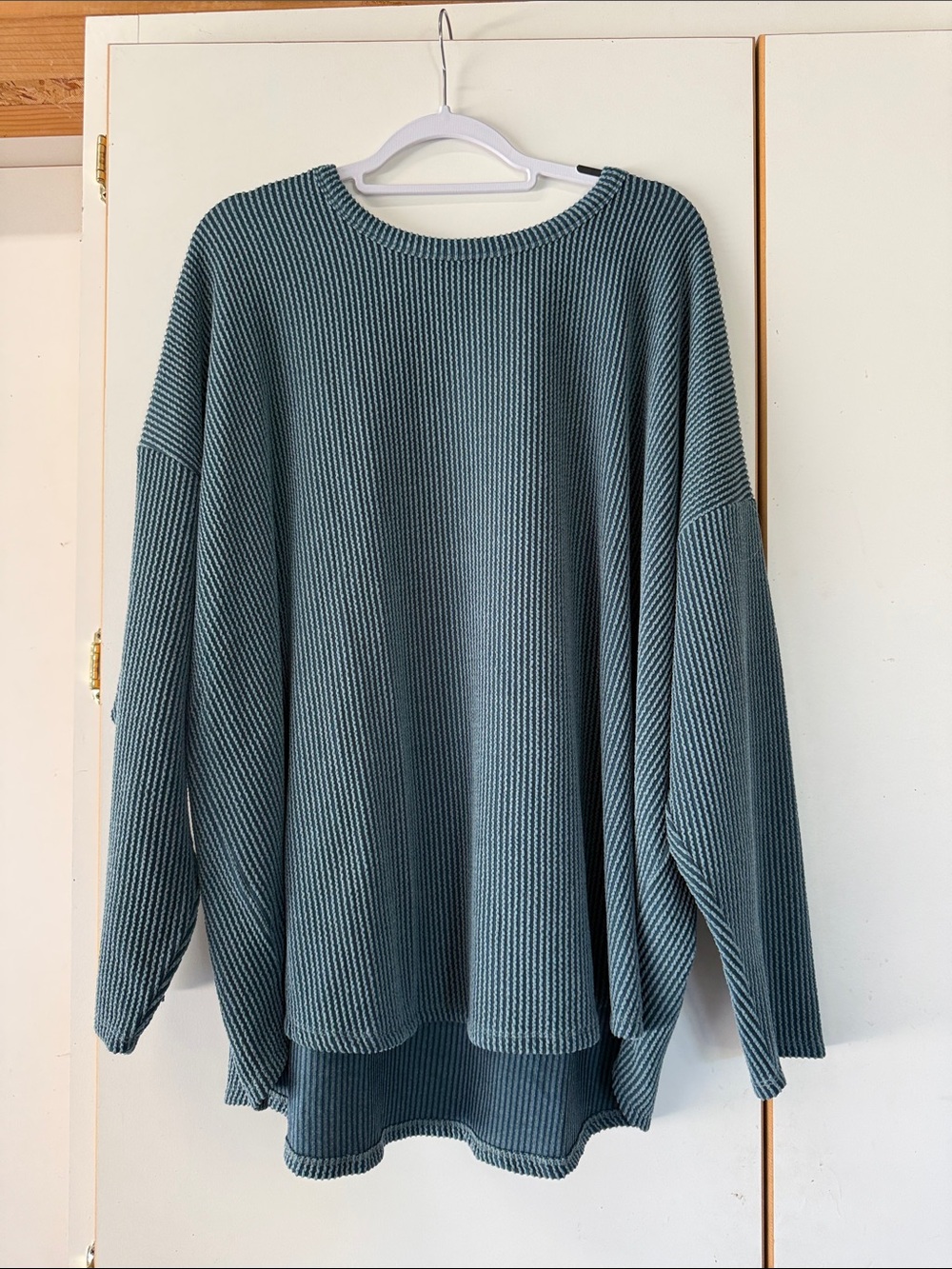 Maurices Dusty Teal Ribbed Crewneck Sweater